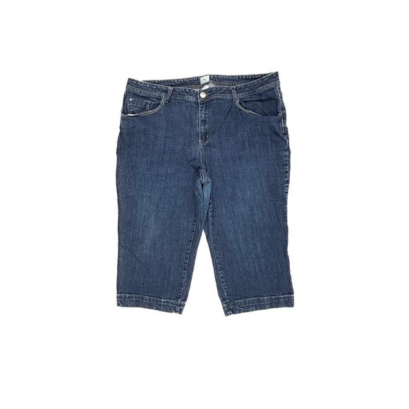 JMS Skimmer Back Flap Pockets Women's size 24W Dark Wash Blue Denim jean Shorts - Picture 1 of 4